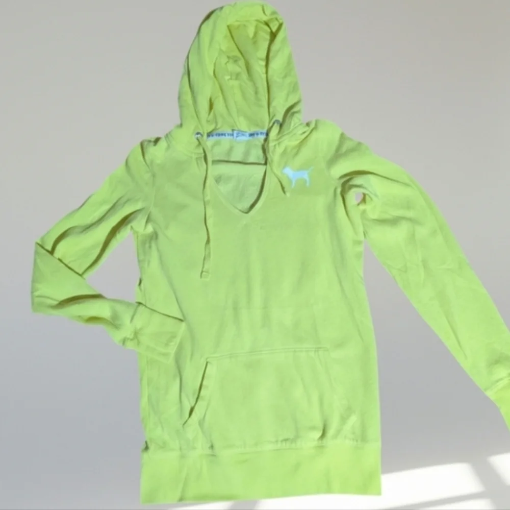 Victoria's Secret Pink Canary Yellow Lightweight pullon  Hoodie Sz XS - Picture 2 of 8